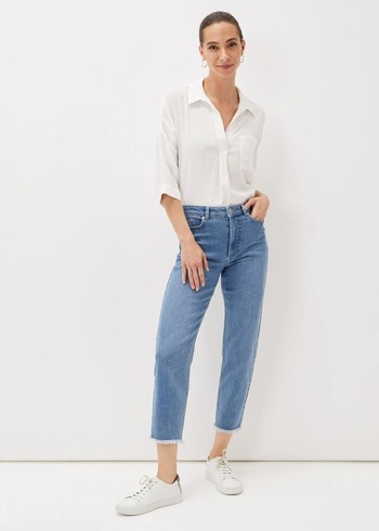 Phase Eight Petra Raw Hem Straight Leg Jeans Blue USA | 1708243-JE